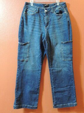 Judy Blue Jeans Wide Leg Woman 14W Pockets Outdoor Travel Vacation Blue Jeans
